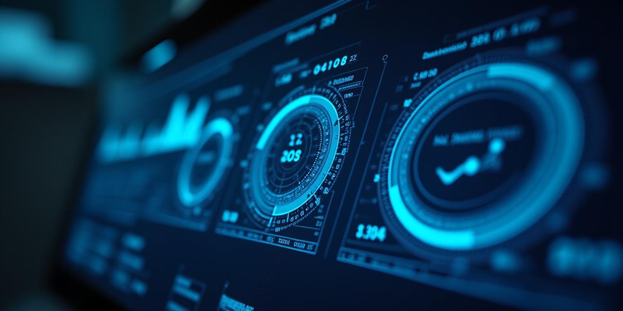 Futuristic AI data visualization dashboard interface with neon elements